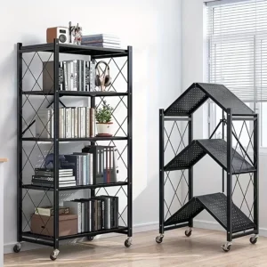 3/4/5-layer Heavy-duty Foldable Metal Storage Rack With Wheels