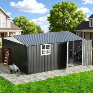 VIWAT 10x12~12x14 FT Outdoor Metal Storage Shed with Window