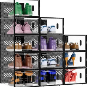 12-Pack Clear Stackable Shoe Storage