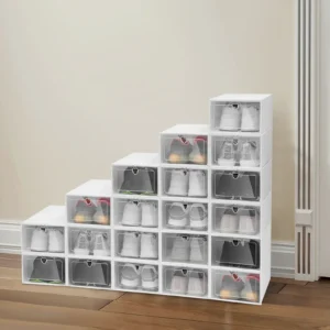 20Pcs Foldable Plastic Shoe Box Organizers